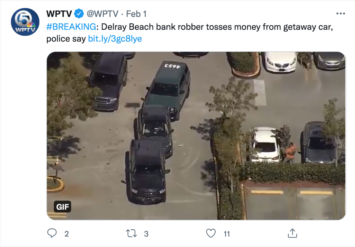 Bank Robbery Suspect Made It Rain in a Miami Gardens Church Parking Lot